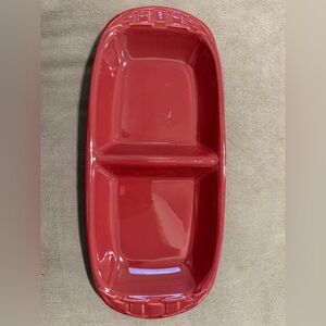 Longaberger Red Divided Serving Dish